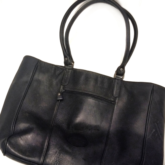Eddie Bauer Bags Eddie Bauer Xl Black Leather Ziptop Legacy Tote